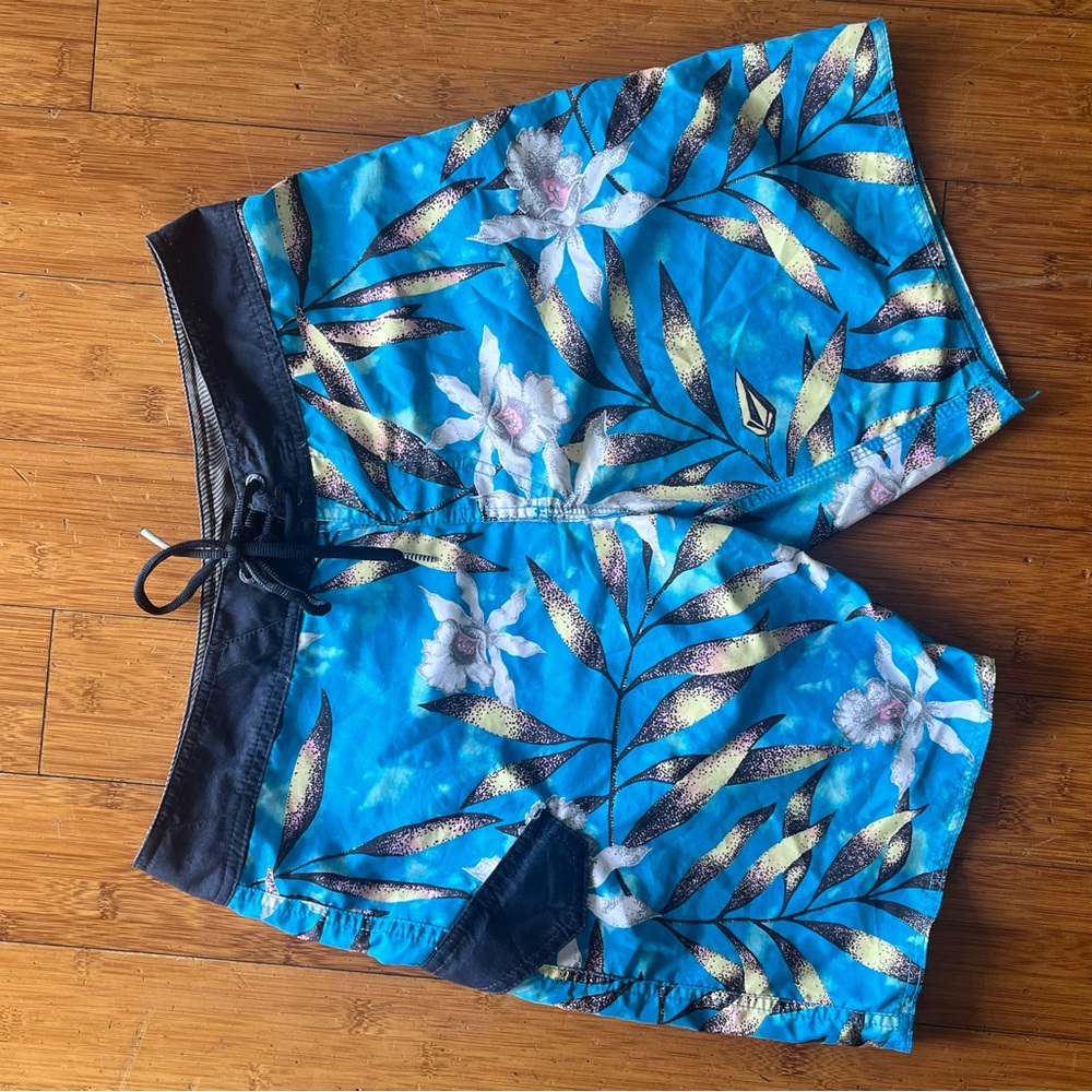 Volcom Blue and Black Board Shorts Dynamic Swimwear